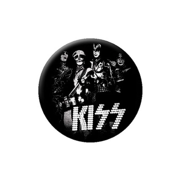 画像1: KISS 缶バッジ キッス Logo Black And White (1)