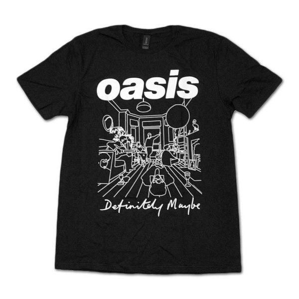 画像1: Oasis バンドTシャツ オアシス Definitely Maybe Line Drawing BLACK (1)