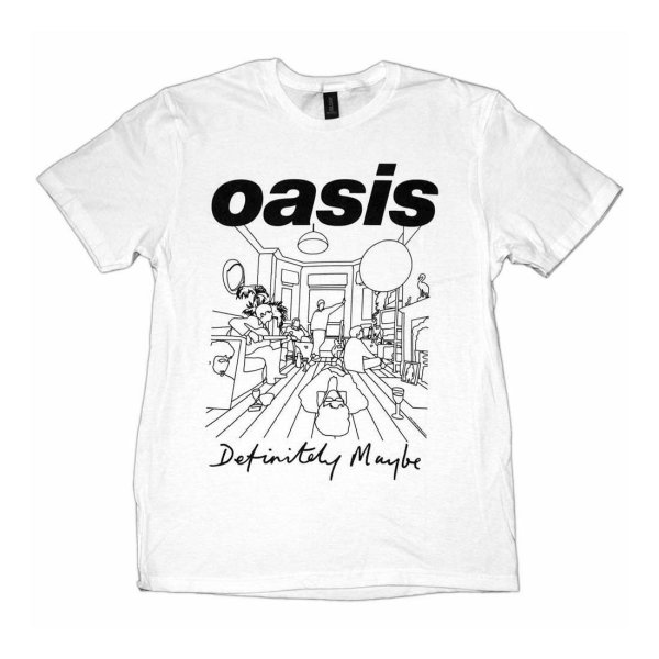 画像1: Oasis バンドTシャツ オアシス Definitely Maybe Line Drawing WHITE (1)