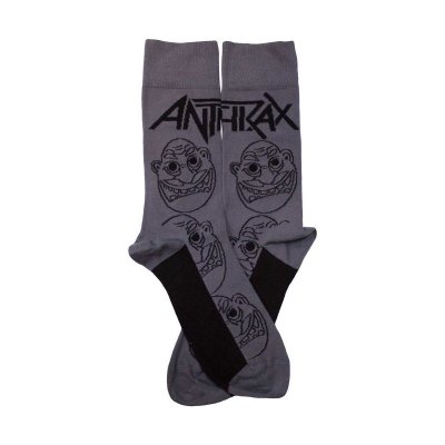 画像1: Anthrax ソックス 靴下 アンスラックス Faces Pattern CHARCOAL