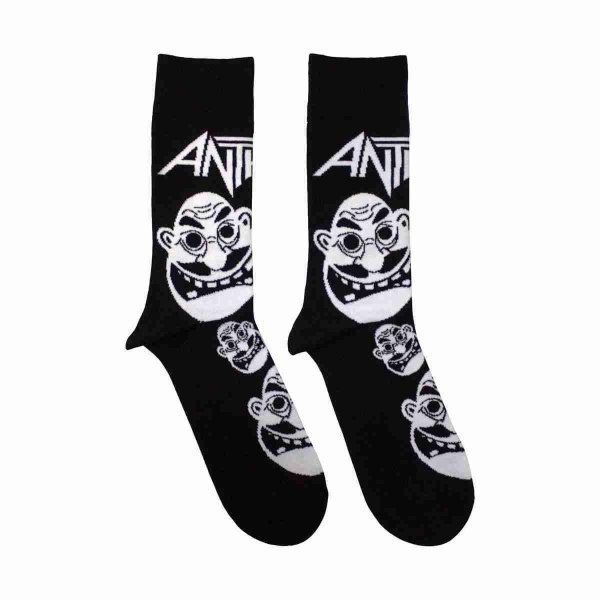 画像1: Anthrax ソックス 靴下 アンスラックス Faces Pattern BLACK (1)