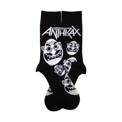 画像1: Anthrax ソックス 靴下 アンスラックス Faces Pattern BLACK