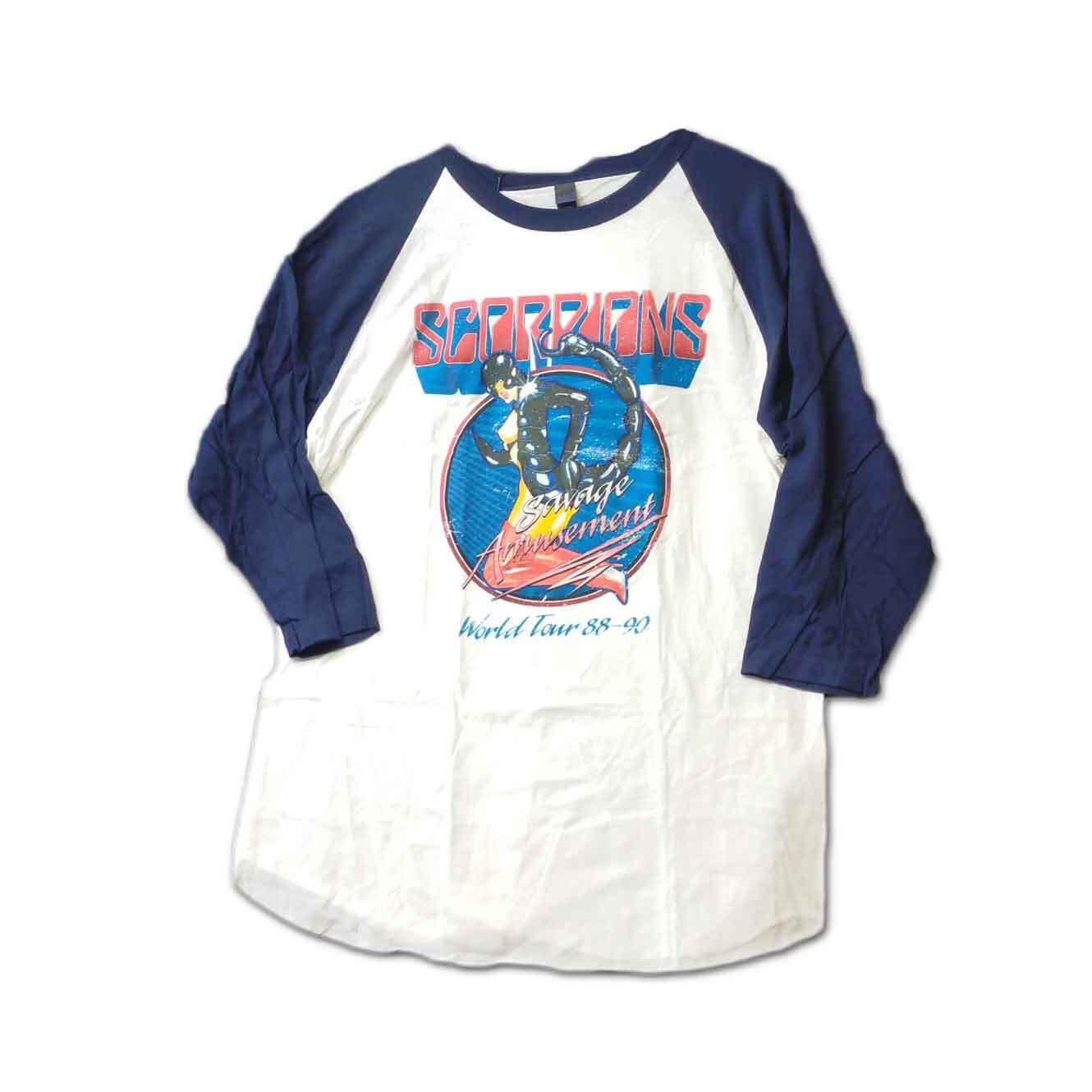 SCORPIONS ラグランTシャツ スコーピオンズ Savage Amusement WORLD TOUR 88-90